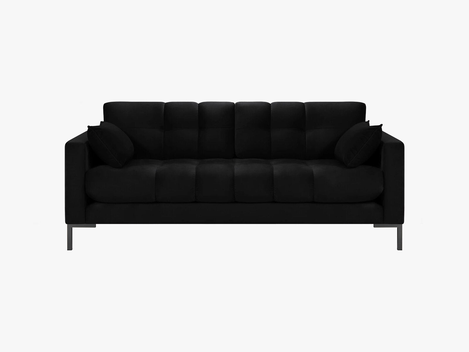 Micadoni Sofa Mamaia 2-Sitzer Samt Bluvel Schwarz schwarze Beine