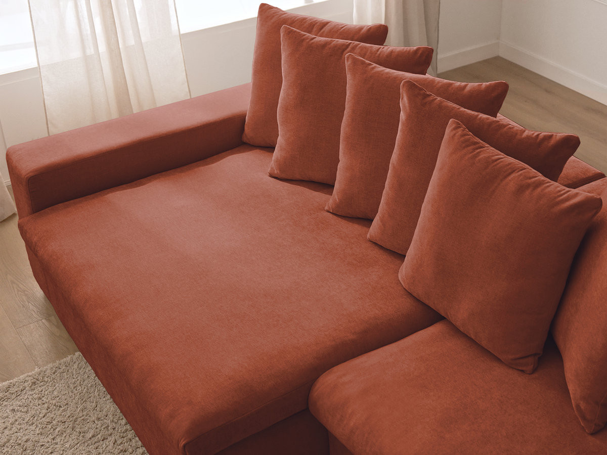 Bobochic Enore Ecksofa 330 × 100 cm Stoff Rot Ecke links