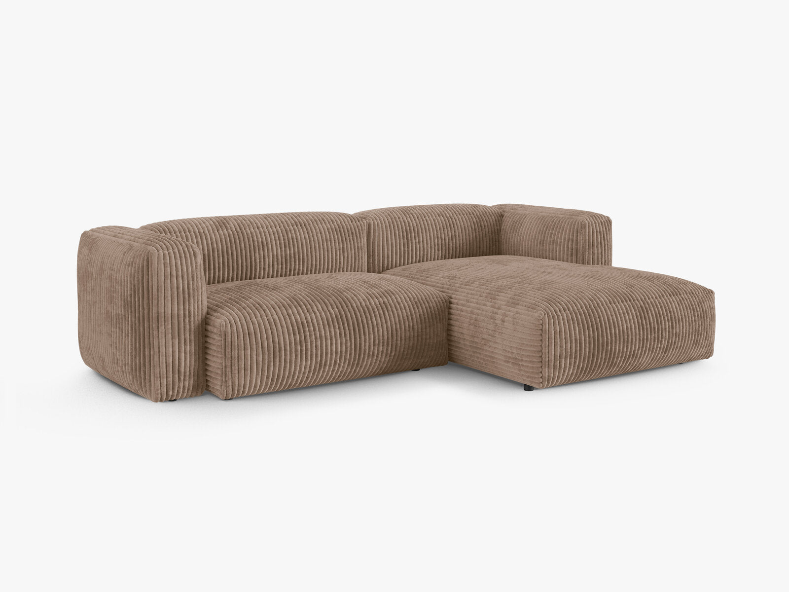 Micadoni Ecksofa Martina 2-Sitzer 90cm Sitztiefe Rechts Kord Tilia Eichel