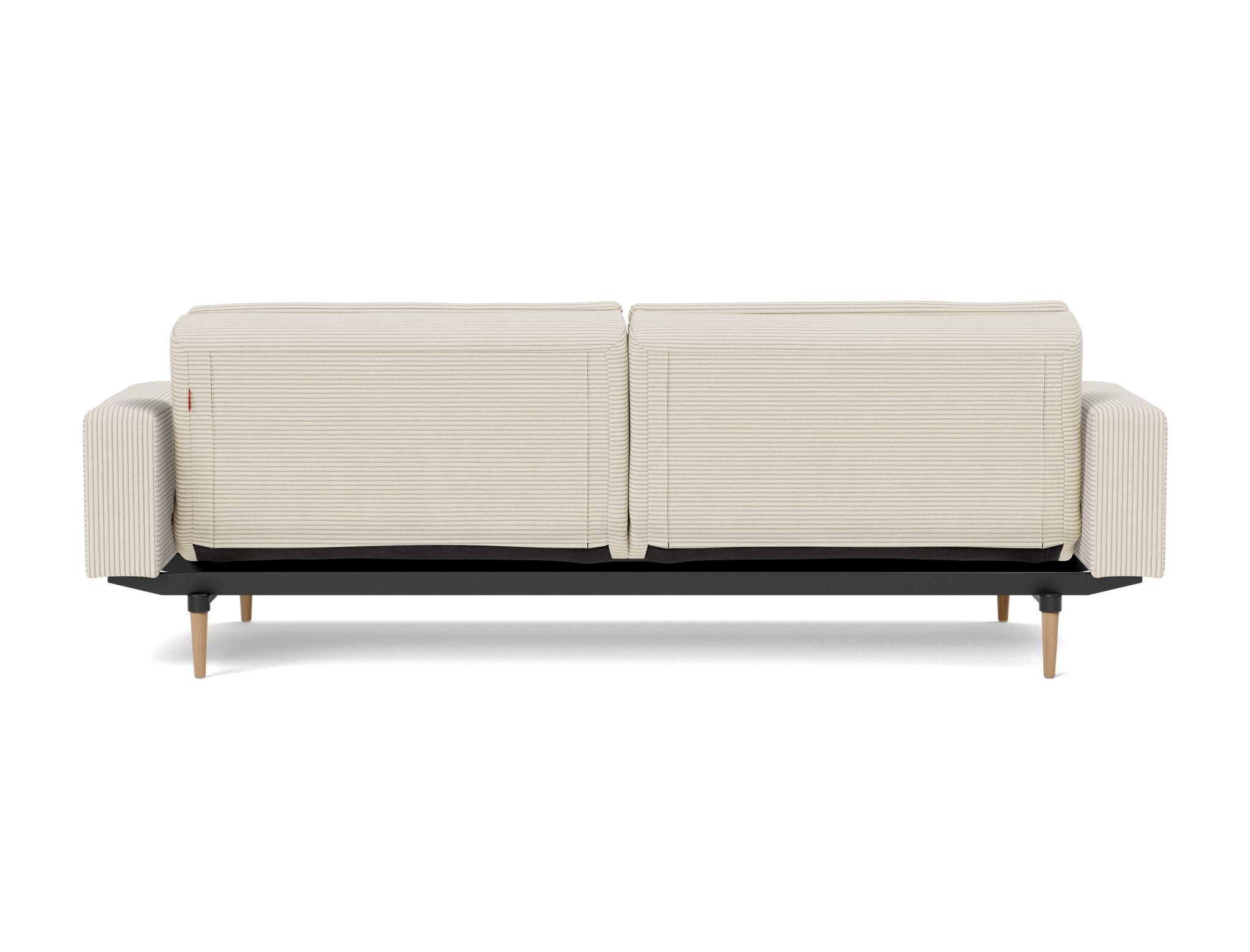 Schlafsofa Dublexo mit Armlehnen Kord Corduroy 594-Ivory Beine Styletto Eiche hell