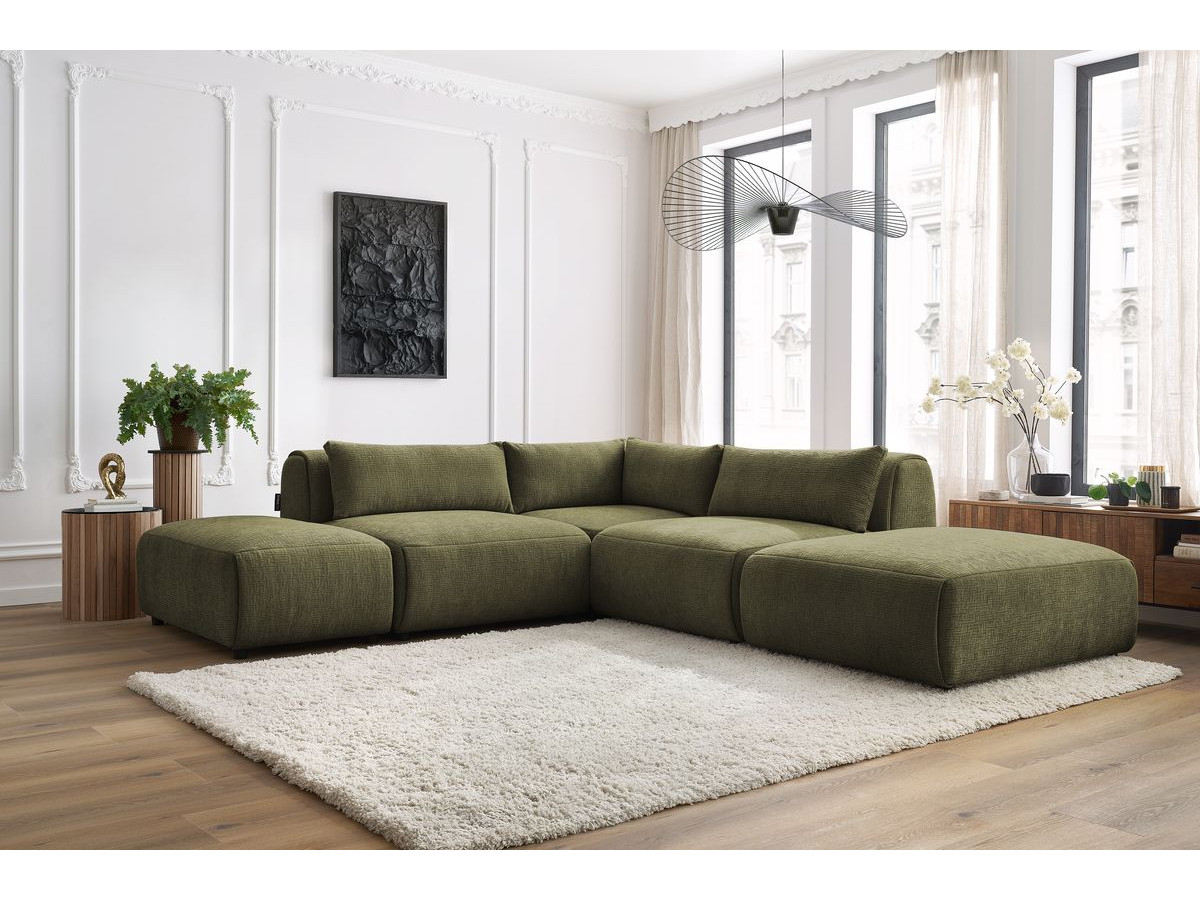 Bobochic Jeanne Ecksofa 271 × 300 cm Strukturstoff Grün