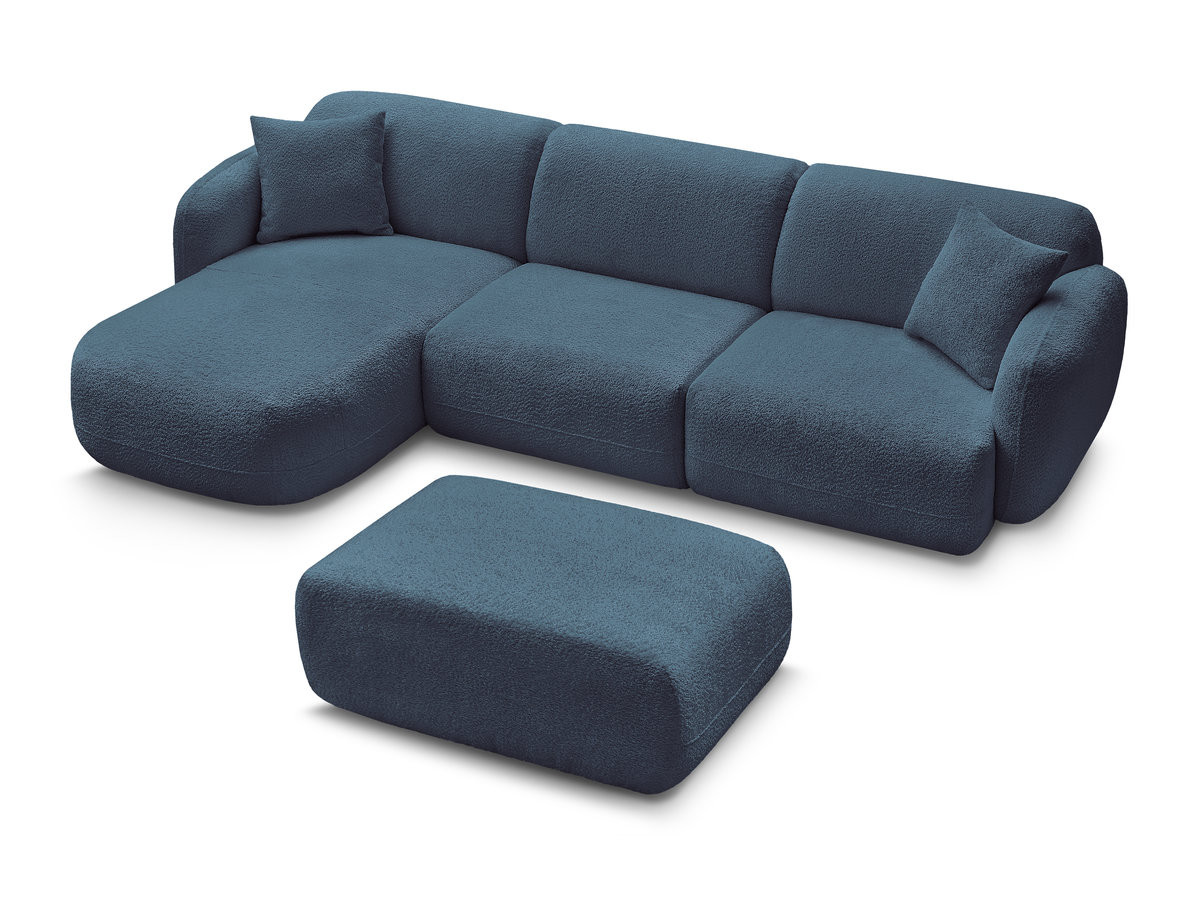 Bobochic Anda Ecksofa mit Pouf 292 × 163 cm Chenille Hellblau Ecke links