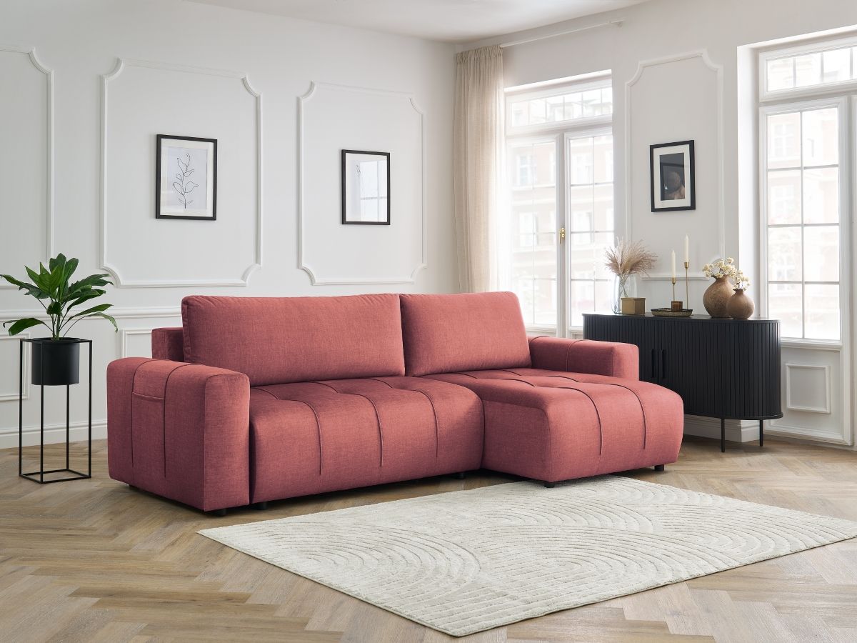 Bobochic Arsene Ecksofa mit Schlaffunktion und Bettkasten 288 × 148 cm Samt Orange