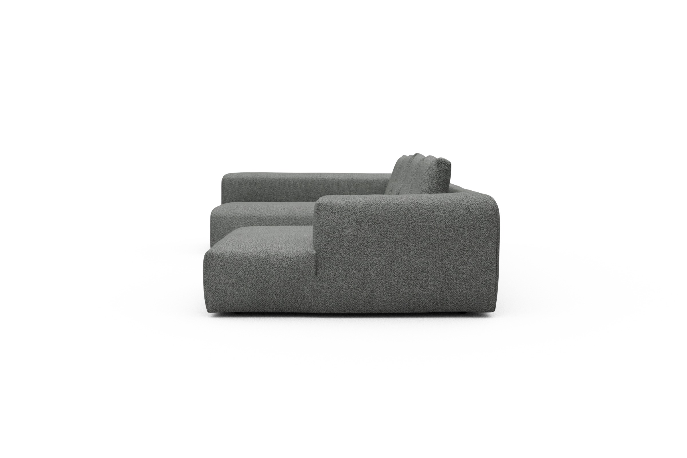 Wohnlandschaft Fred Chaiselongue rechts mit 2-Sitzer und lange Armlehne links Vanora-Warm-Grey