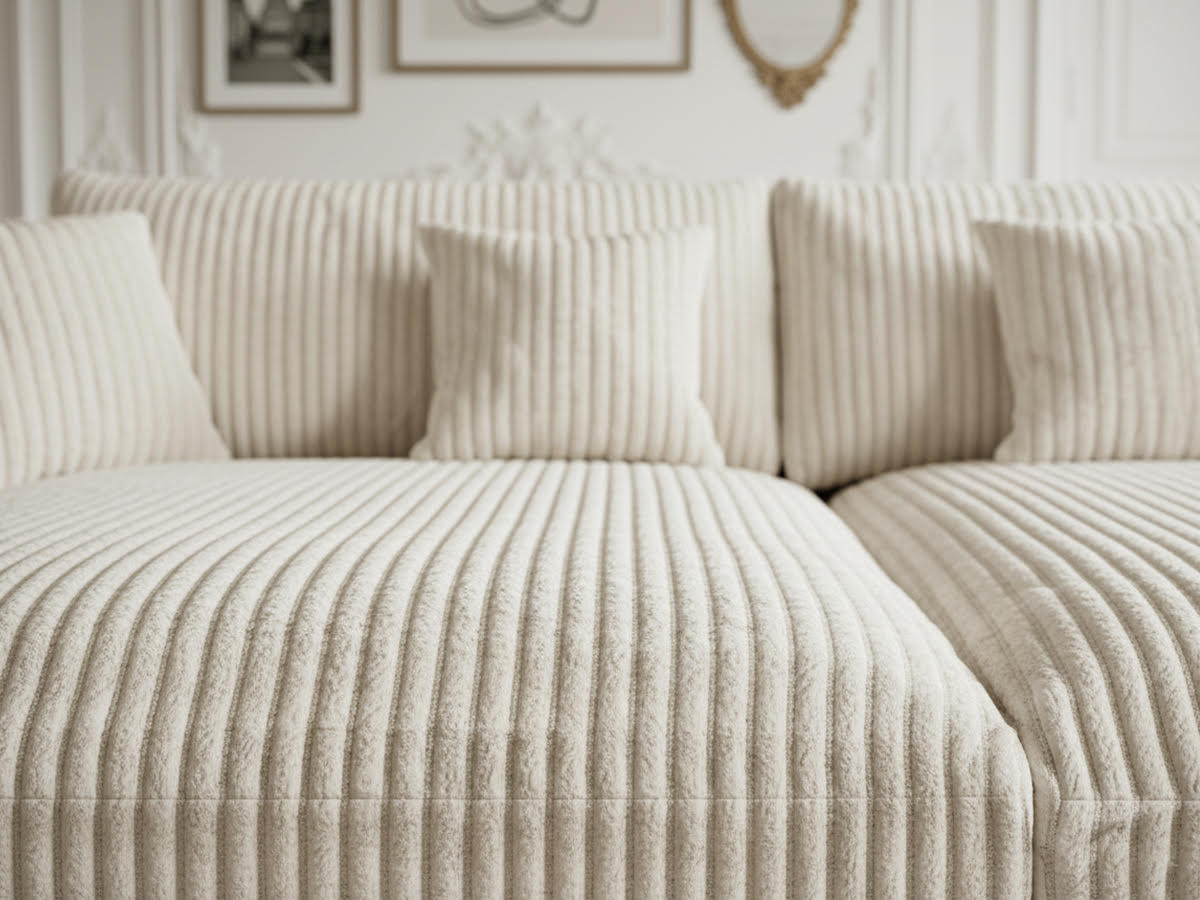 Bobochic Belem Sofa 3-Sitzer Breitcord weich Beige