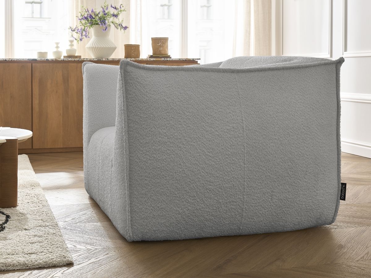 Bobochic Giorgia Sessel Bouclé-Stoff Hellgrau