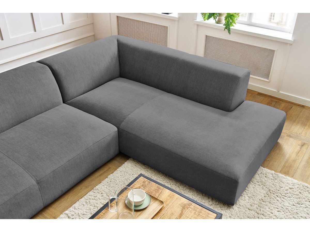 Bobochic Lavena Wohnlandschaft 359 × 220 cm Samt Dunkelgrau Ecke links