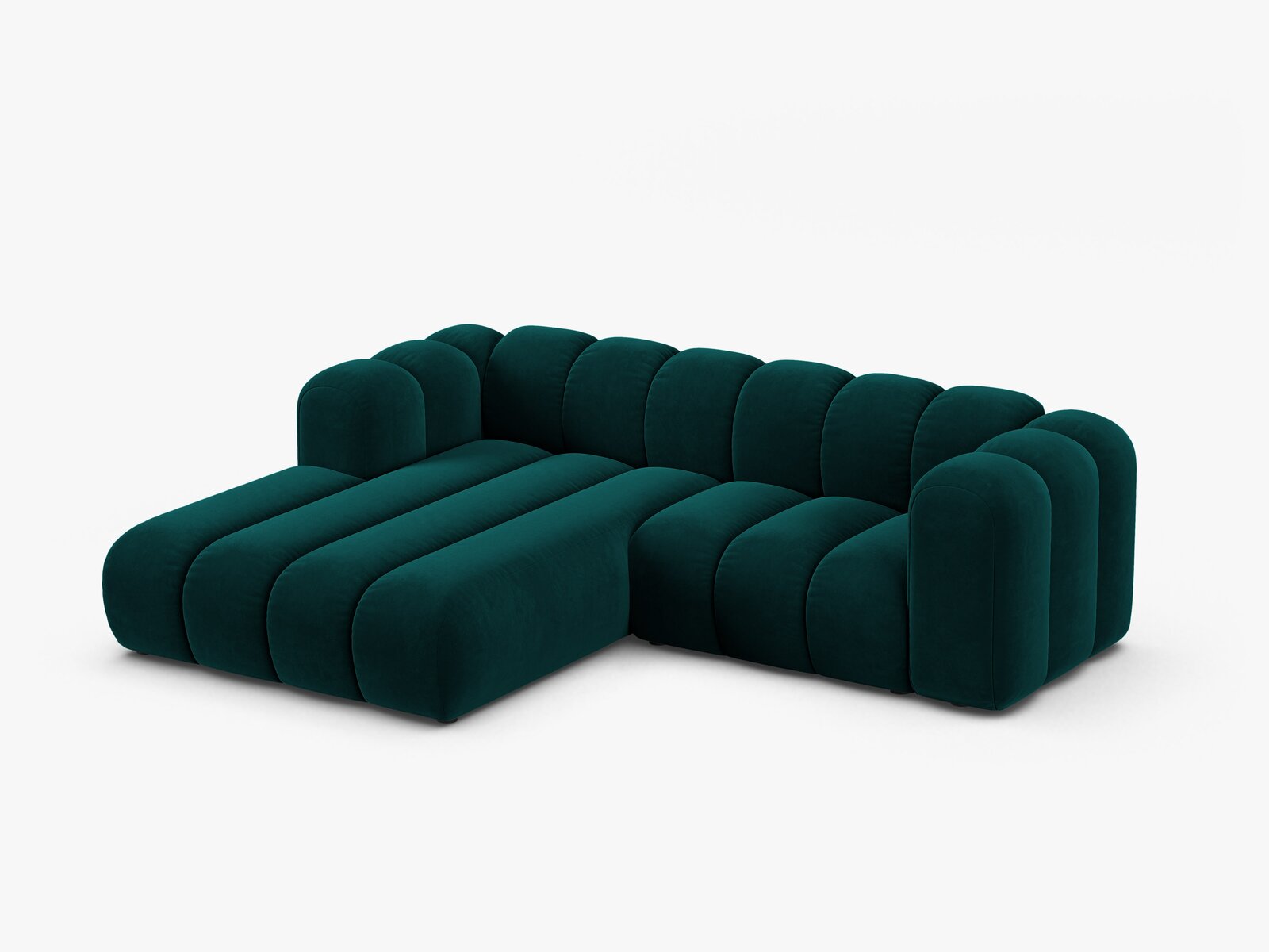 Micadoni Modulares Ecksofa Lupine 3-Sitzer Links Samt Venus Dunkel Petrol