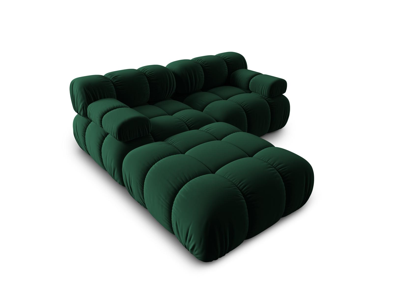 Micadoni Modulares Sofa Bellis 3-Sitzer mit flachem Modul Samt Bluvel Flaschengrün