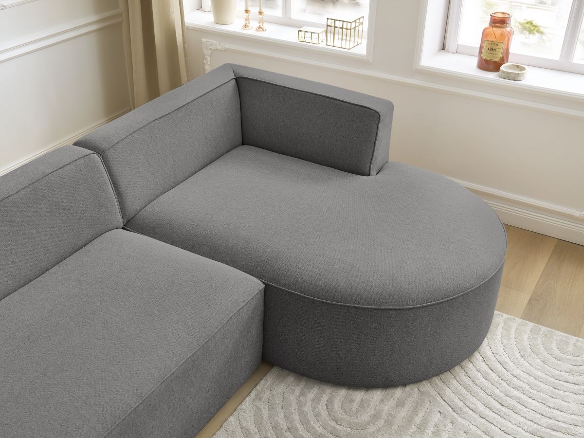 Bobochic Rousseau Ecksofa Melange-Stoff Dunkelgrau Ecke rechts