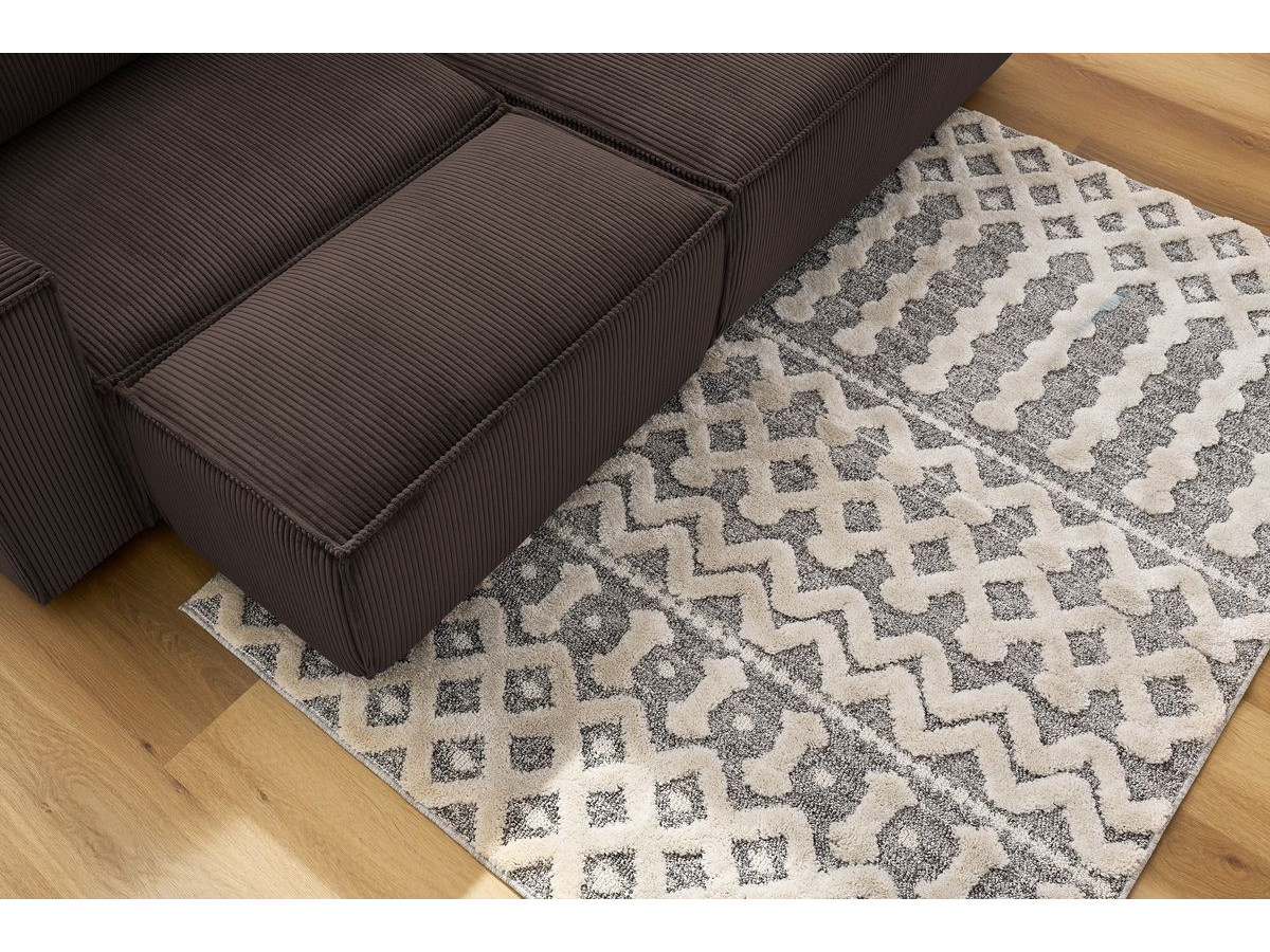 Bobochic Nihad Ecksofa mit Pouf Cordsamt Braun Ecke rechts