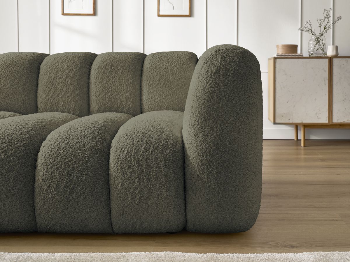 Bobochic Talia Ecksofa Bouclé-Stoff Grün Ecke links
