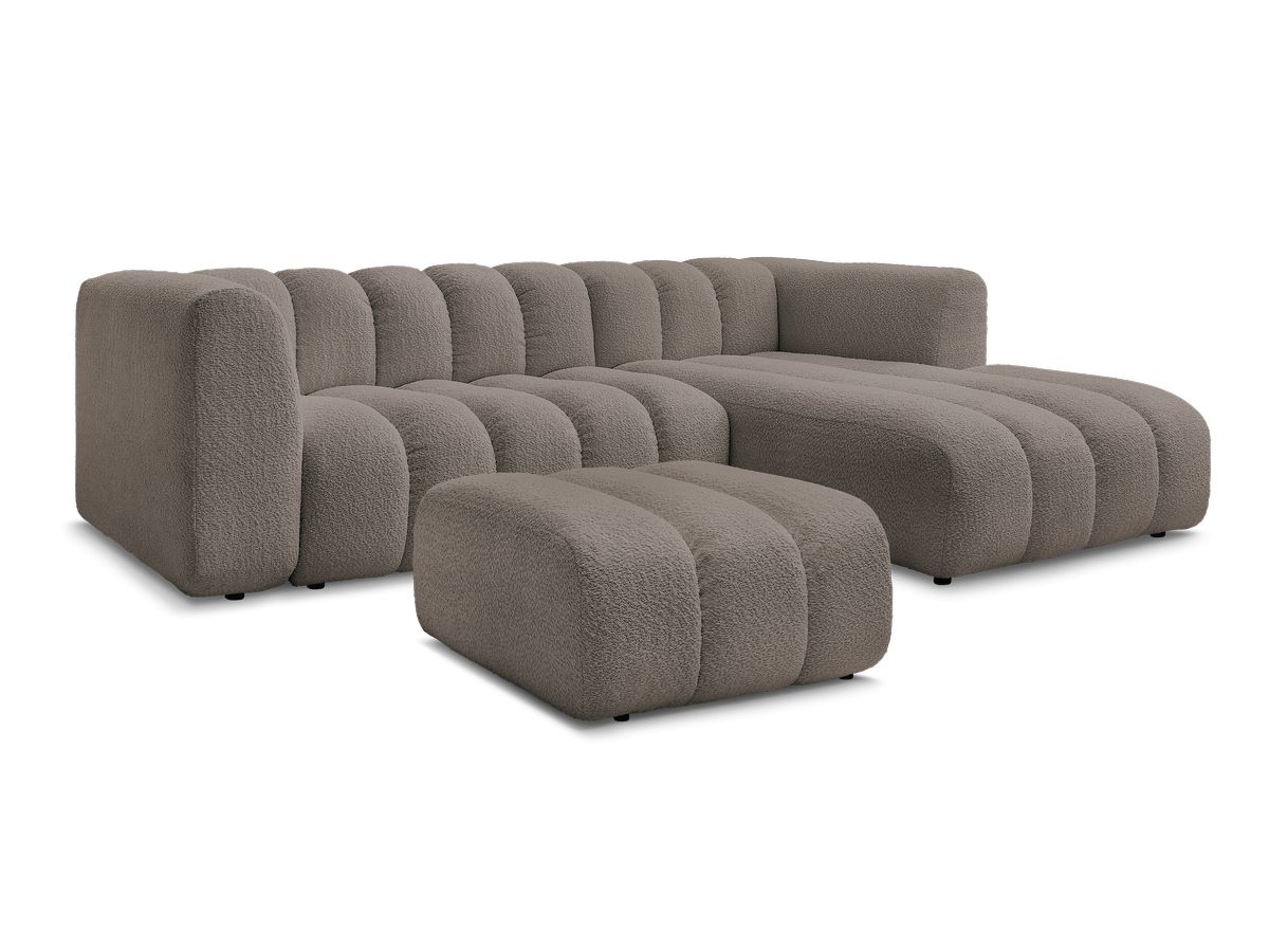 Bobochic Talia Ecksofa mit Pouf Bouclé-Stoff Braun Ecke rechts