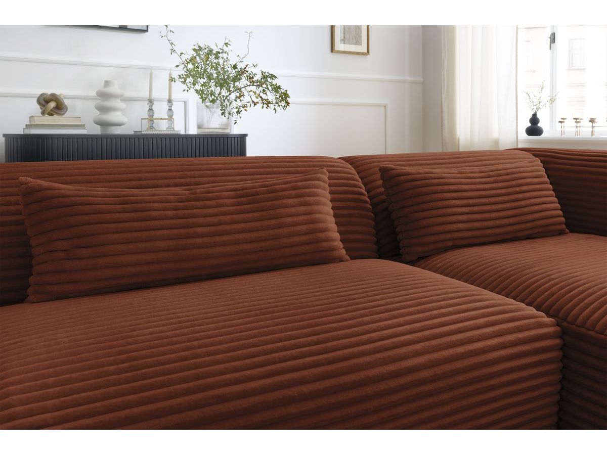 Bobochic Harry Ecksofa Breitcord weich Orange Ecke rechts
