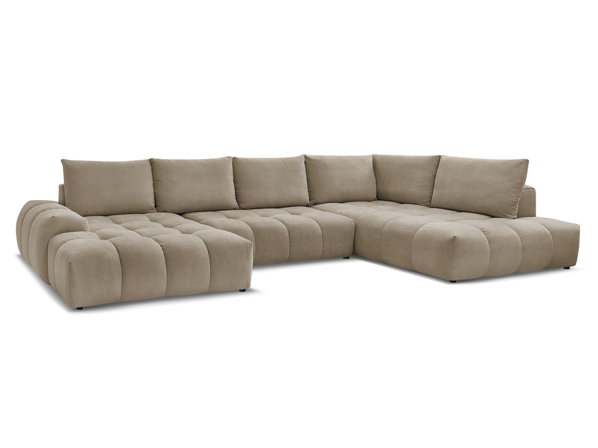 Bobochic Everest Wohnlandschaft, 6 Kissen Strukturstoff Taupe Ecke links