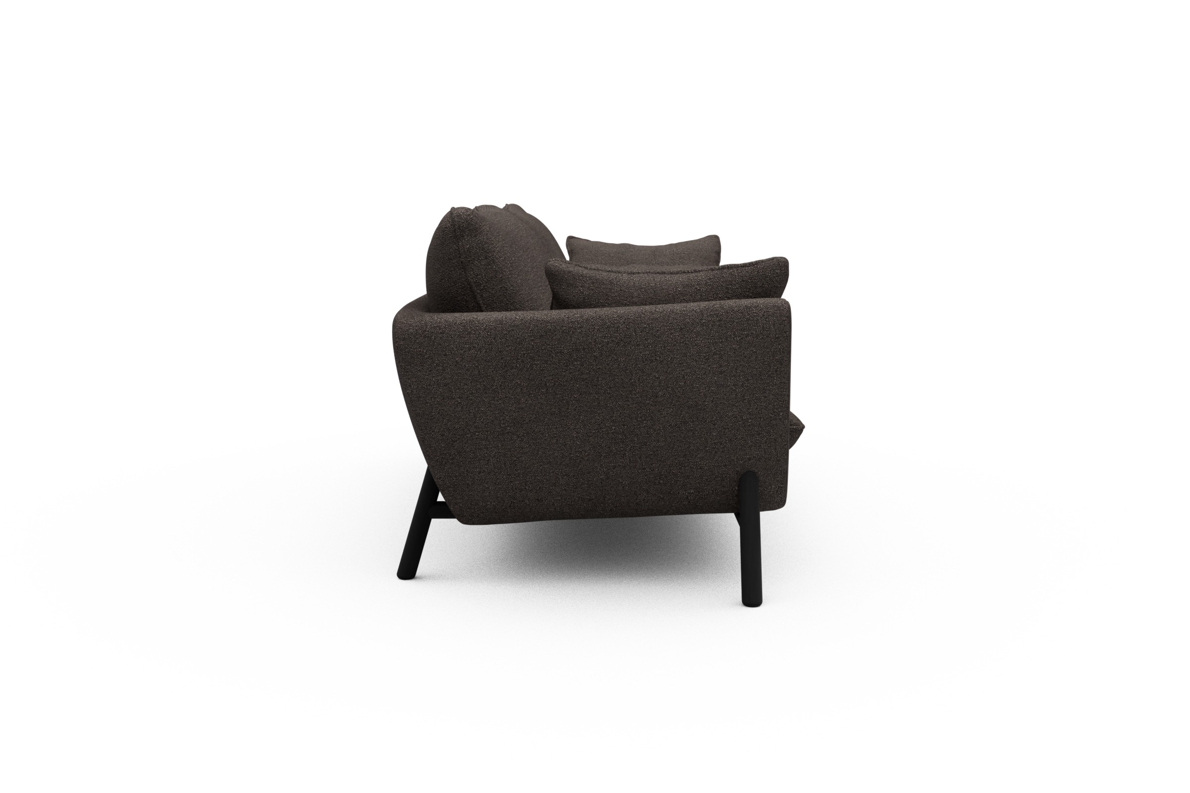 Sofa Emil 3-Sitzer Beinfarbe Eiche Schwarz Boucle-Taupe