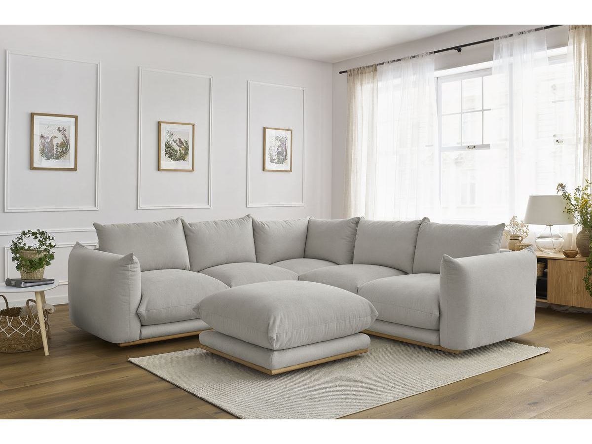 Bobochic Ernest Ecksofa mit Pouf Stoff Hellgrau