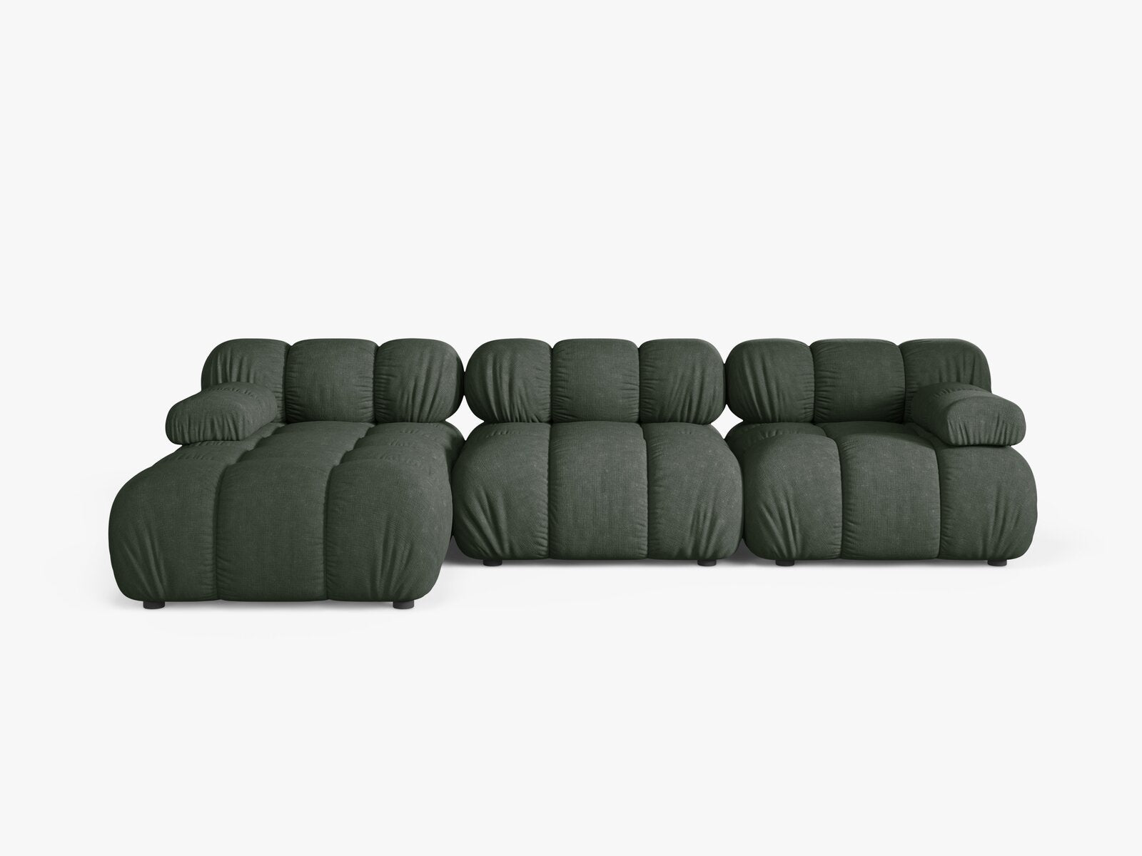 Micadoni Modulares Ecksofa Bellis 4-Sitzer Links Strukturierter Stoff Liberty Moßgrün
