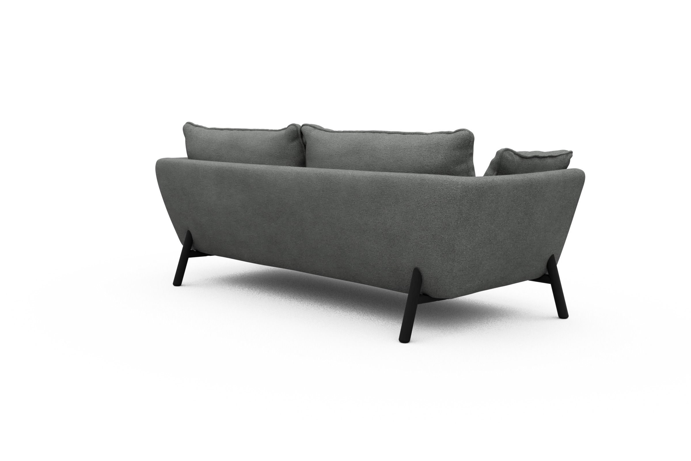 Sofa Emil PREMIUM 3-Sitzer Beinfarbe Eiche Schwarz Boucle-Ash-Grey