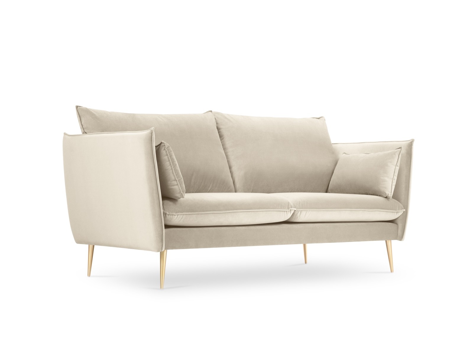 2-Sitzer Velvet Sofa Agate | Bezug Light Beige | Beinfarbe Gold Metal