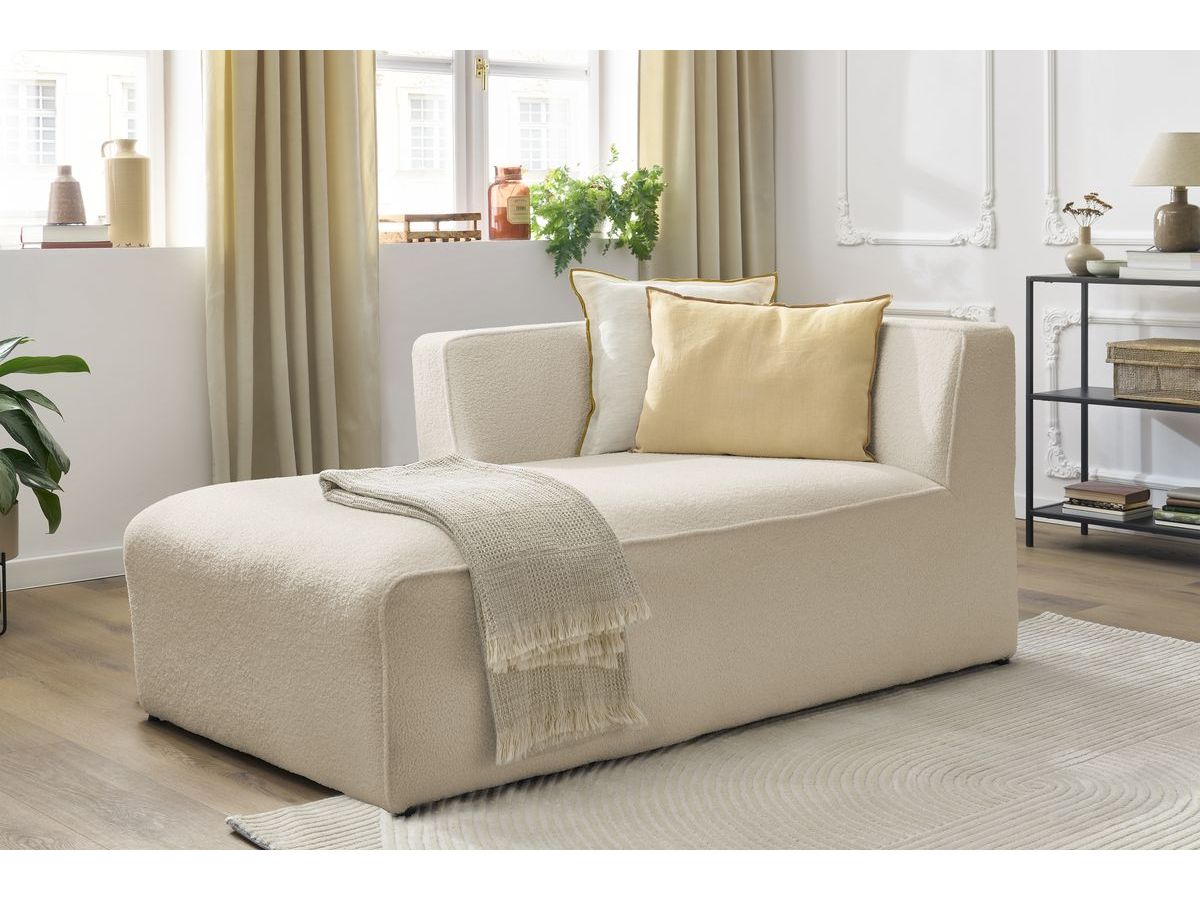Bobochic Megeve Méridienne-Modul Bouclé-Stoff Beige Ecke links