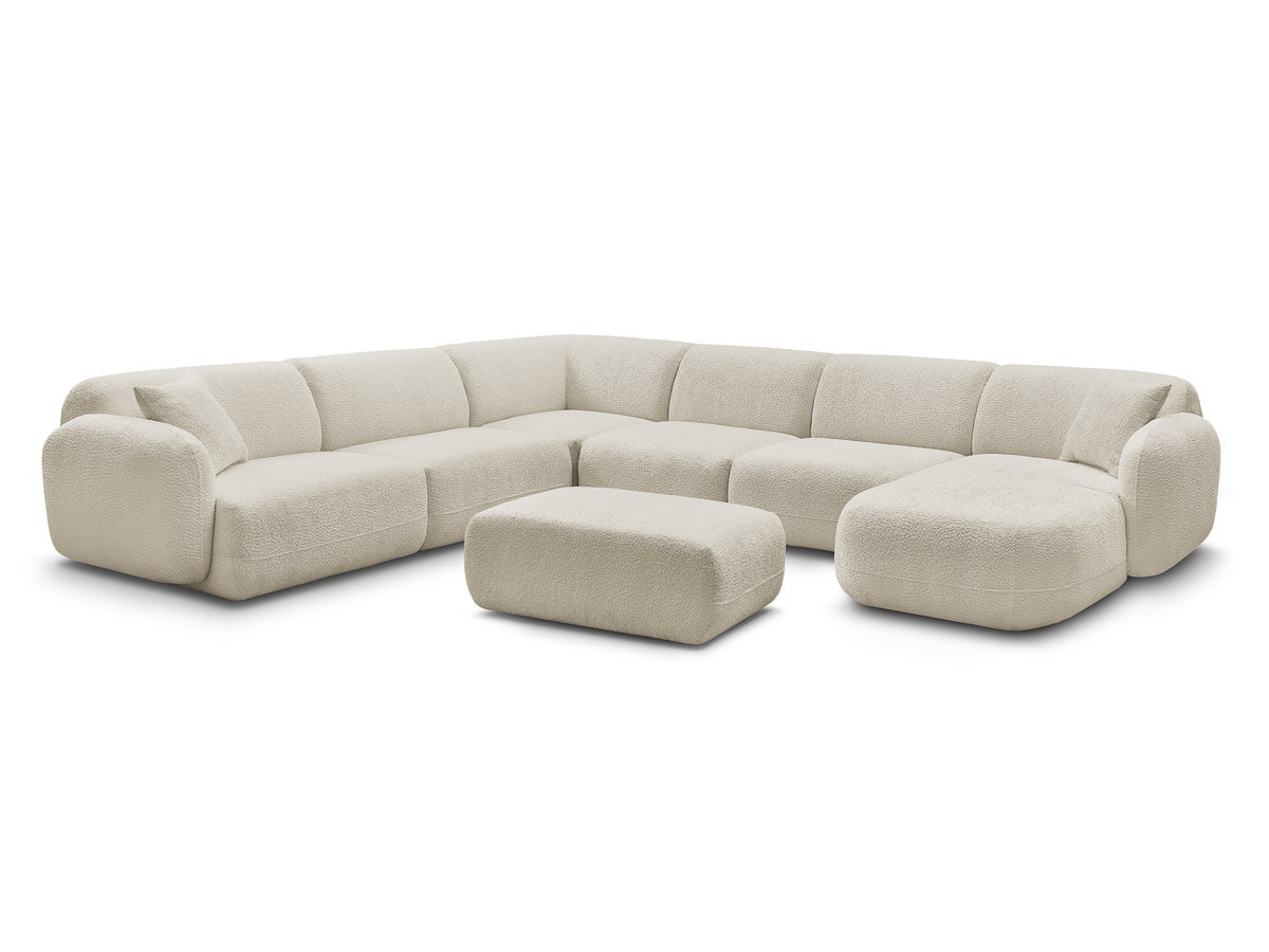 Bobochic Anda Wohnlandschaft mit Pouf 373 × 289 cm Chenille Beige Ecke links