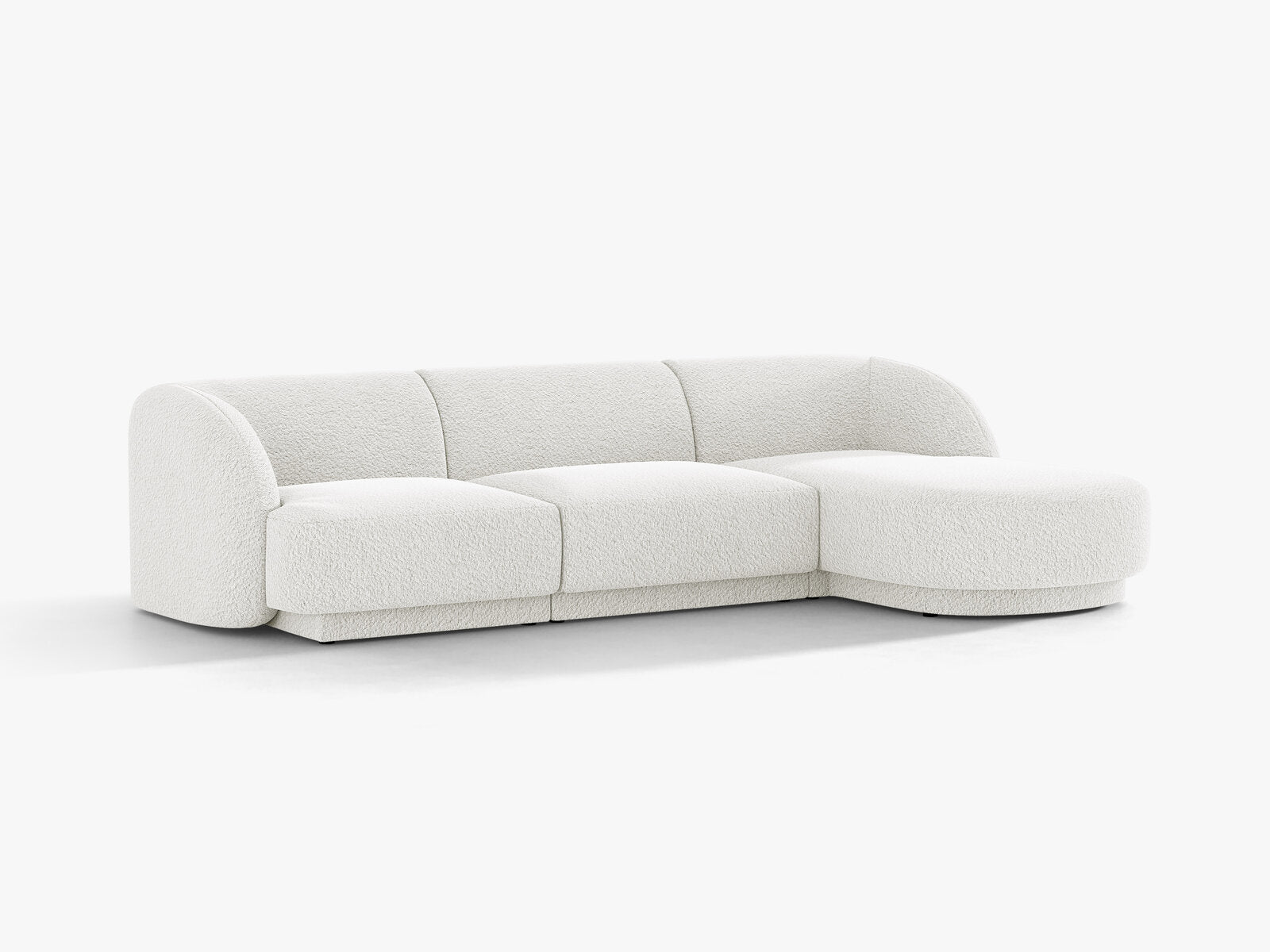 Micadoni Ecksofa Miley 4-Sitzer Rechts Boucle Baloo Weiß