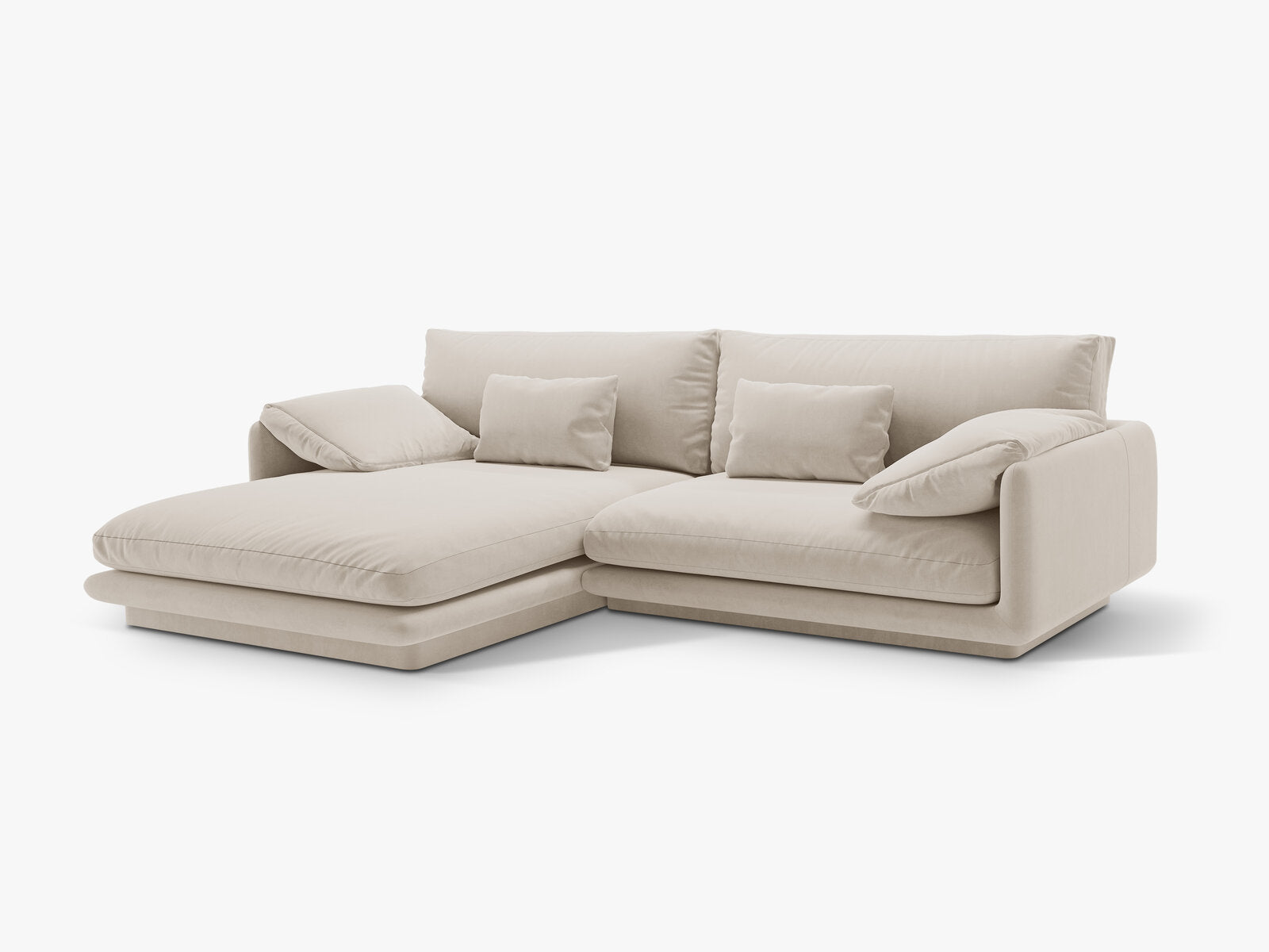 Micadoni Ecksofa Torino 4-Sitzer Links Samt Ecru