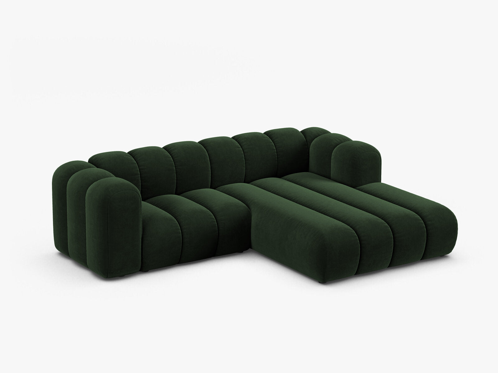 Micadoni Modulares Ecksofa Lupine 3-Sitzer Samt Venus Flaschengrün Rechts