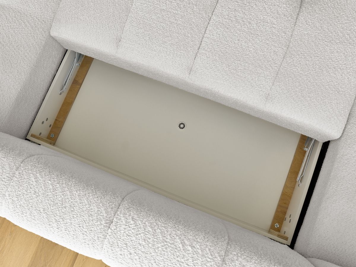 Bobochic Fuji Wohnlandschaft mit Pouf Bouclé-Stoff Weiß Ecke rechts