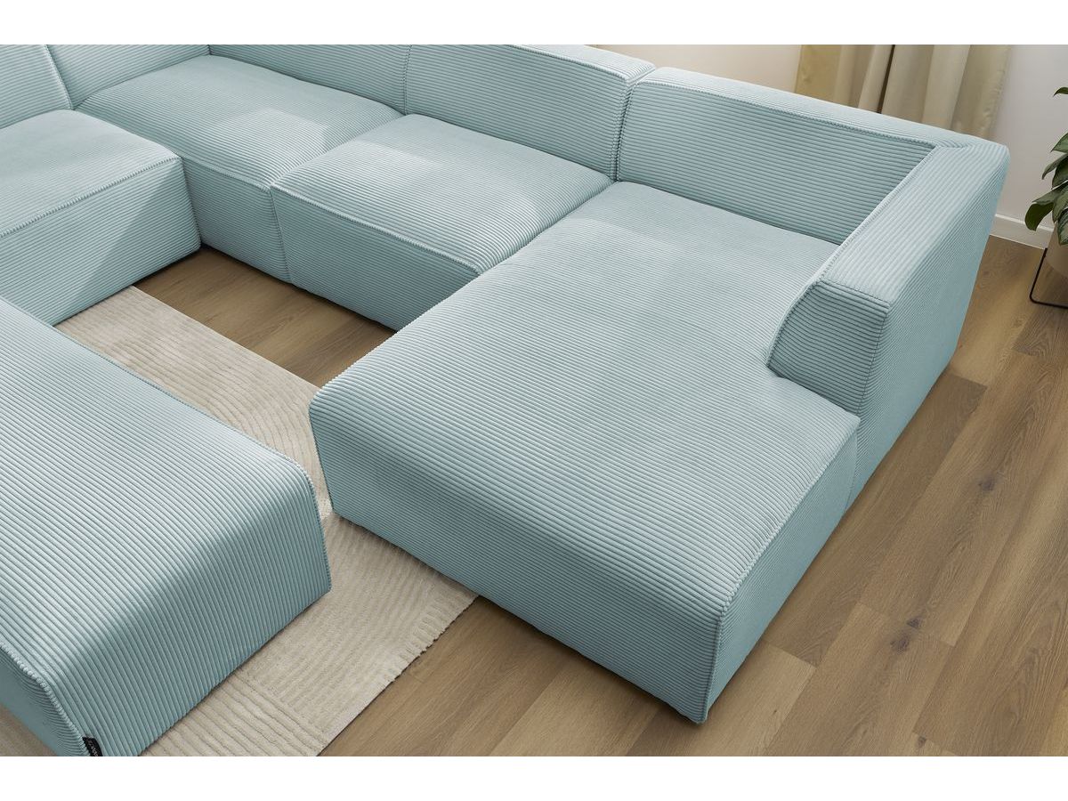Bobochic Megeve Wohnlandschaft mit Pouf Cordsamt Hellblau Ecke rechts