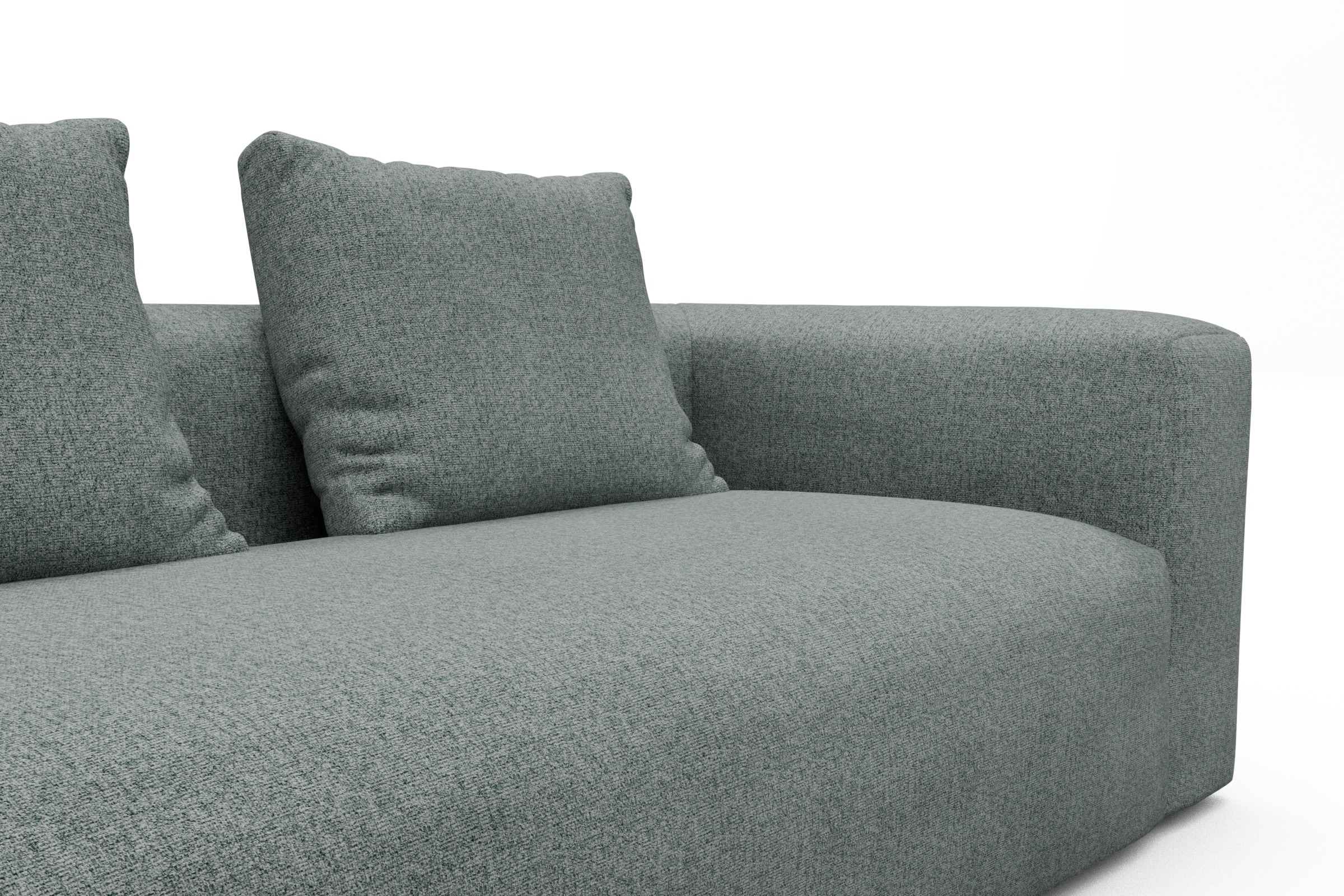 Wohnlandschaft Fred mit 2-Sitzer und Chaiselongue beidseitig Casone-Light-Mixed-Green