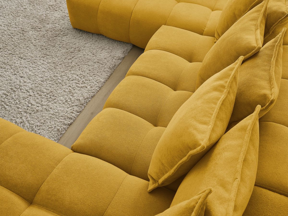Bobochic Everest Wohnlandschaft, 14 Kissen Strukturstoff Gelb Ecke rechts