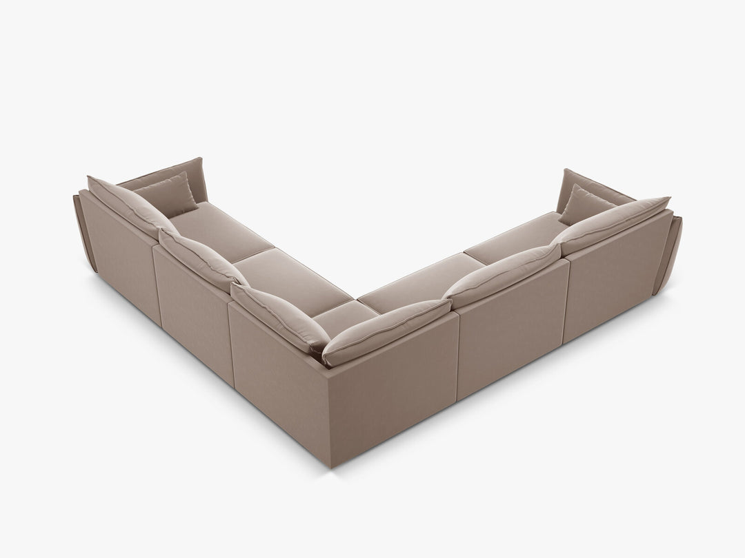 Micadoni Ecksofa Kaelle 7-Sitzer Samt Cappuccino