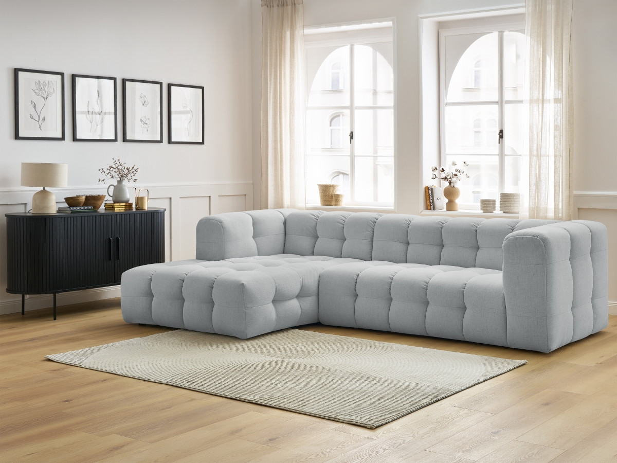 Bobochic Cloud Ecksofa 288 × 184 cm Stoff Hellgrau Ecke links