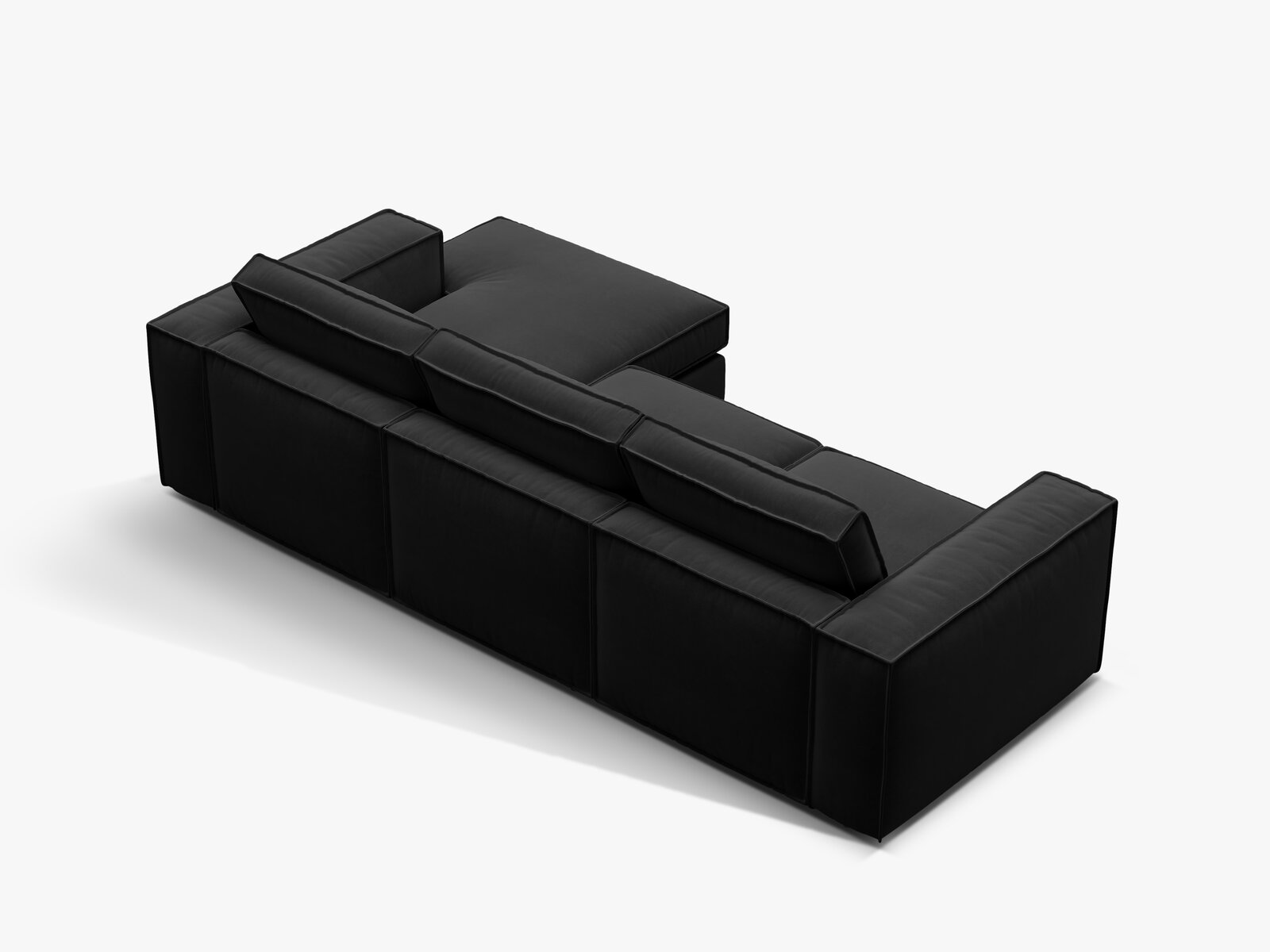 Micadoni modulares Ecksofa Pola 3-Sitzer Rechts Samt Salvador Schwarz