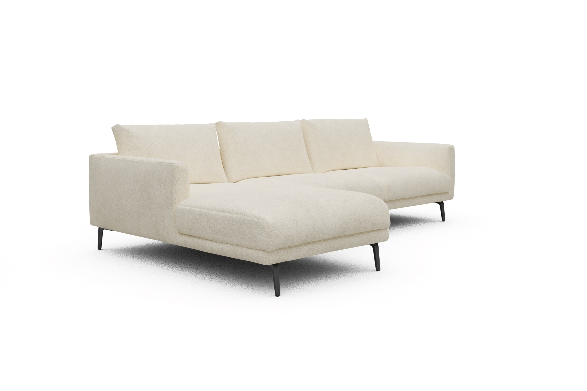 Ecksofa Karl Chaiselongue links mit 2,5-Sitzer Boucle-Off-White
