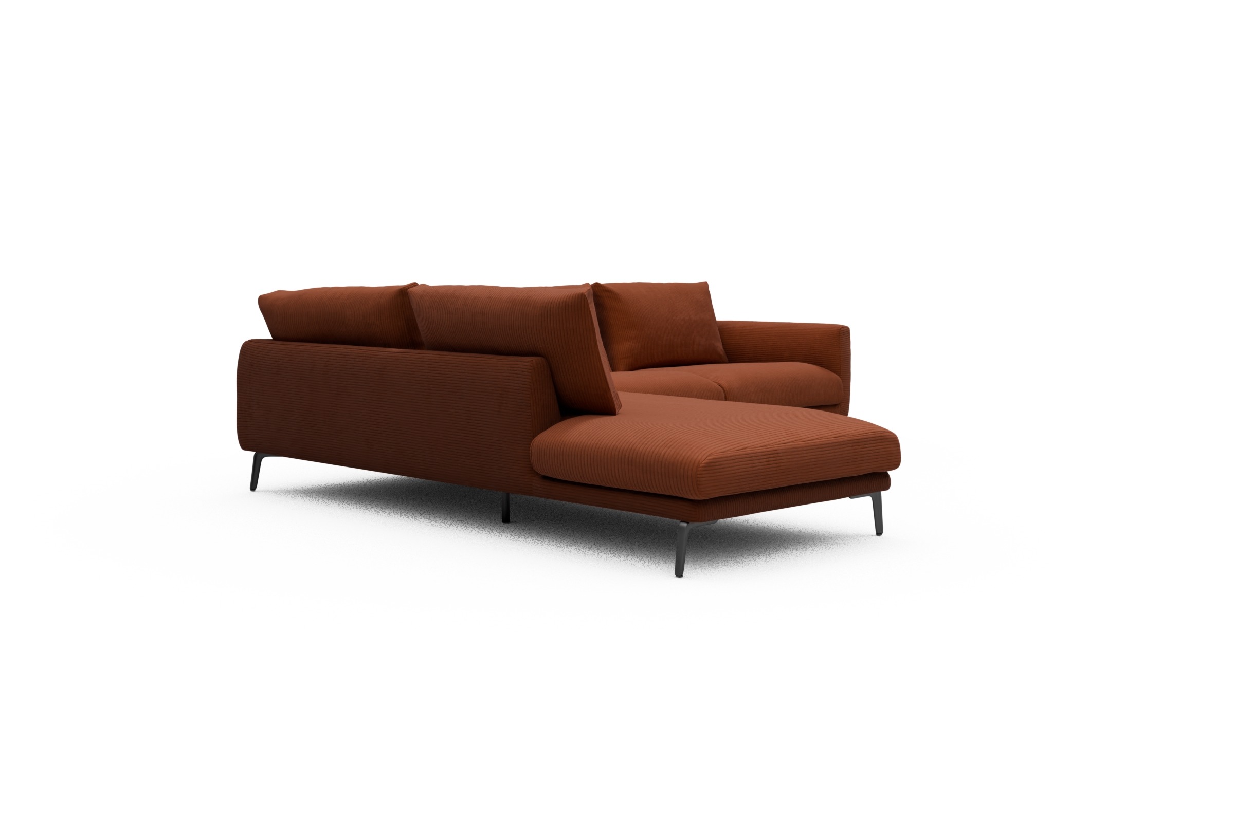 Ecksofa Karl Relax-Ecke links mit 2,5-Sitzer Corduroy-Burnt-Orange