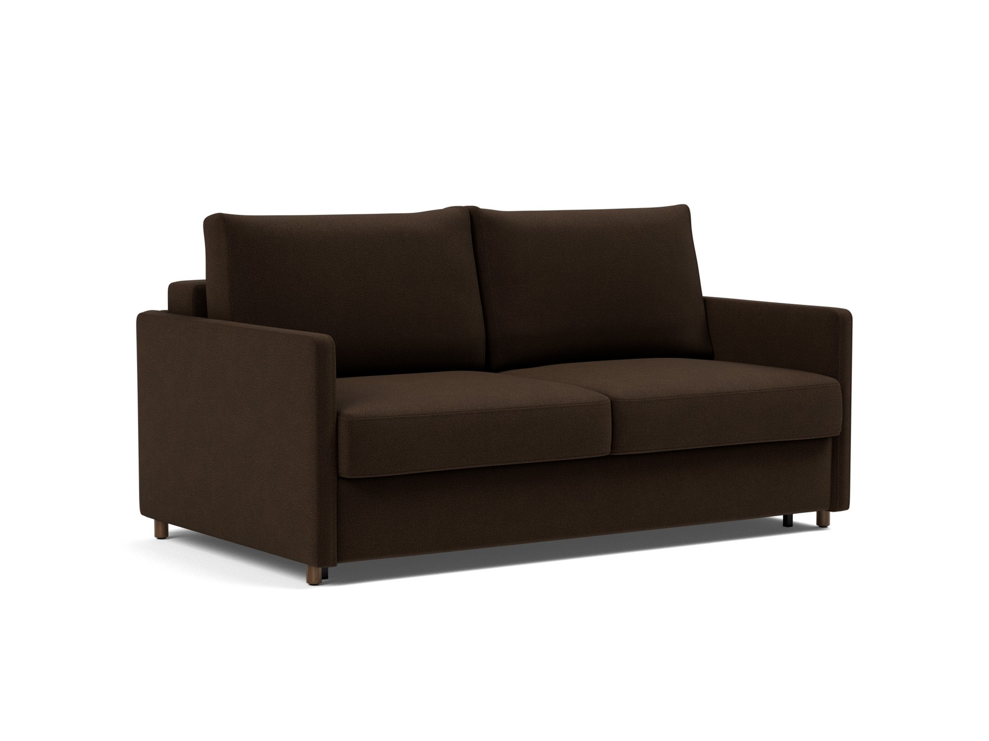 Schlafsofa Neah mit Slim-Armlehnen 160 Strukturierter Stoff Taura 358-Chocco