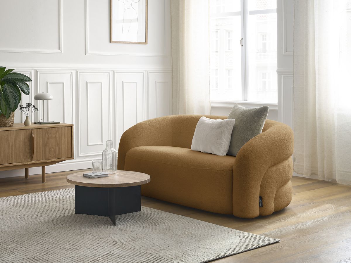 Bobochic Elina Sofa 2-Sitzer Bouclé-Stoff Gelb