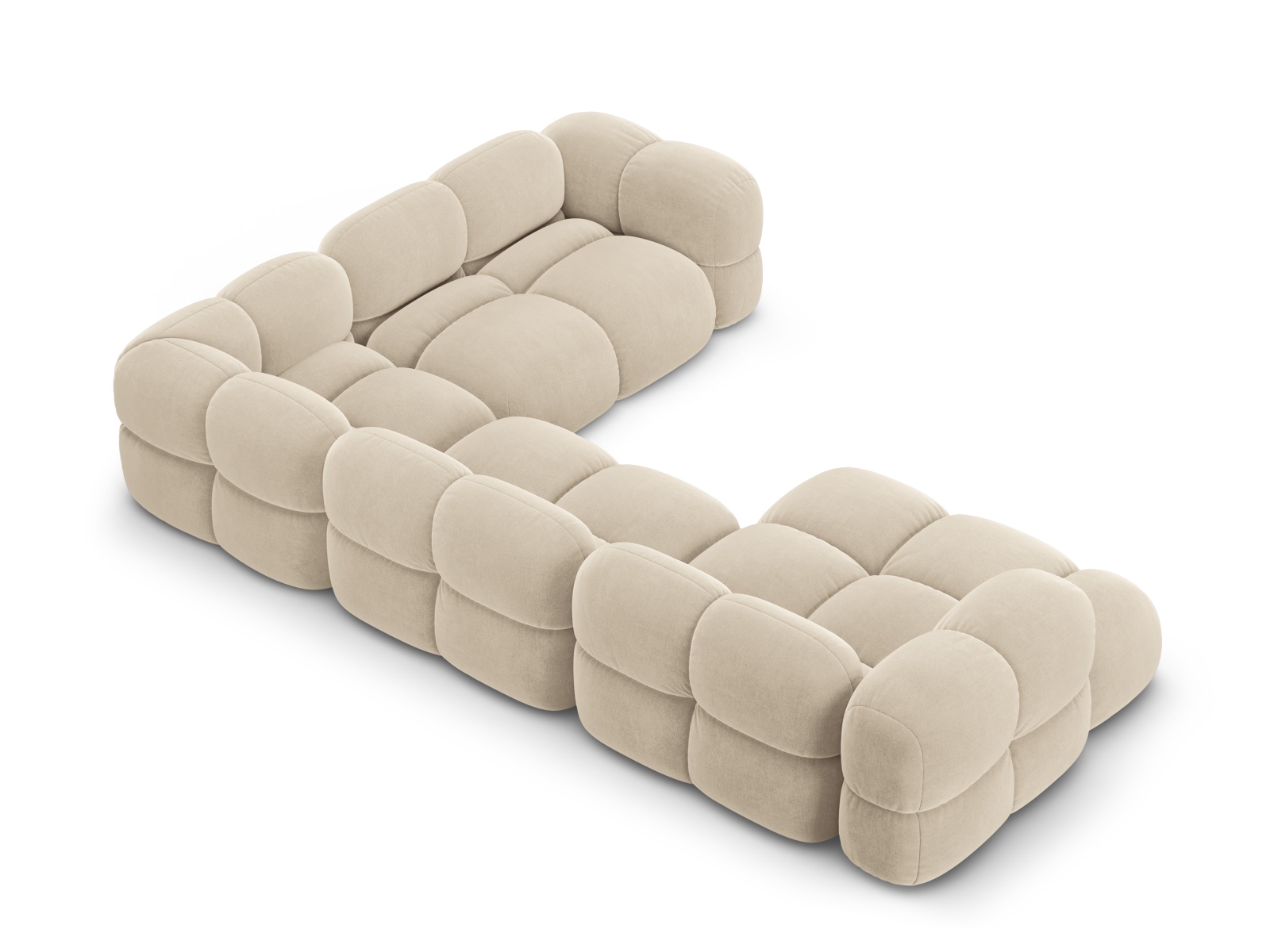 Cosmopolitan Design Panoramasofa Loretto 5-Sitzer Samt Vogue Helles Beige Rechts