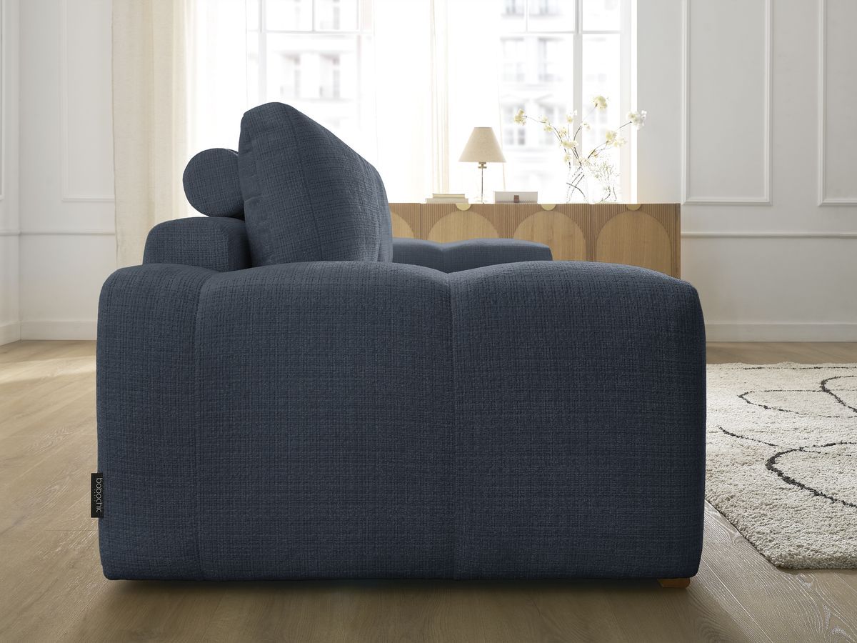 Bobochic Anakin Sofa 3-Sitzer, 2 Kissen Strukturstoff Dunkelblau