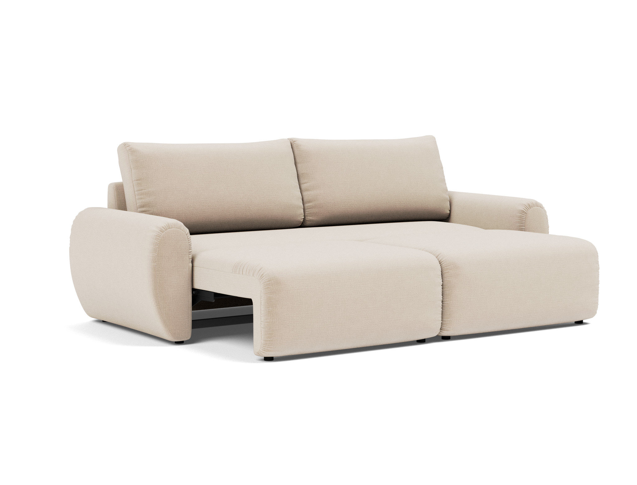 Schlafsofa Norum mit Curve-Armlehnen Chenille Esina 410-Almond-Beige