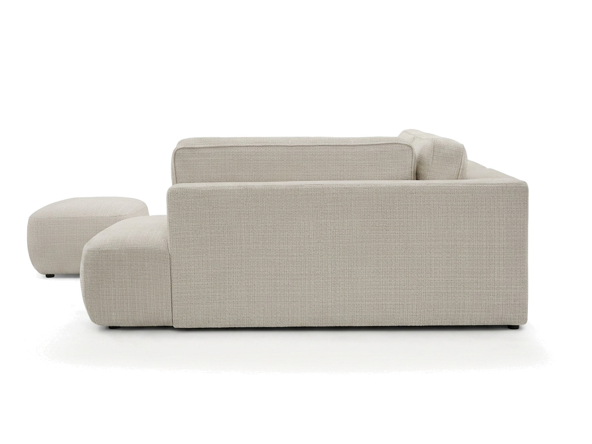 Bobochic Denise Ecksofa mit Schlaffunktion und Bettkasten und Pouf 256 × 197 cm Strukturstoff Beige Ecke rechts