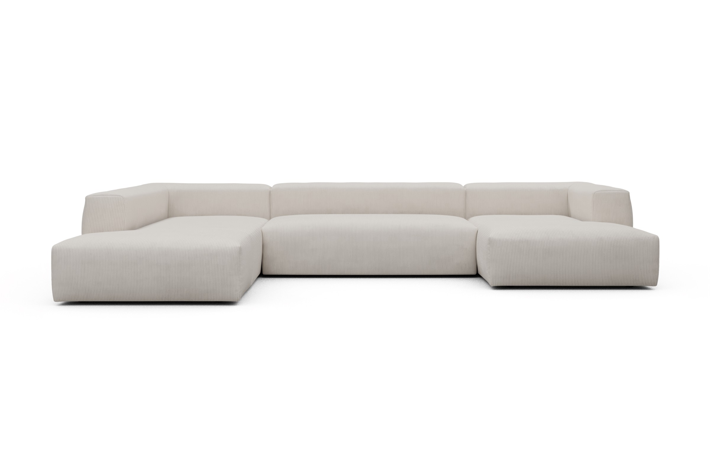 Wohnlandschaft Fred Relax-Ecke links mit 2-Sitzer und Chaiselongue rechts Kord Corduroy 594-Ivory