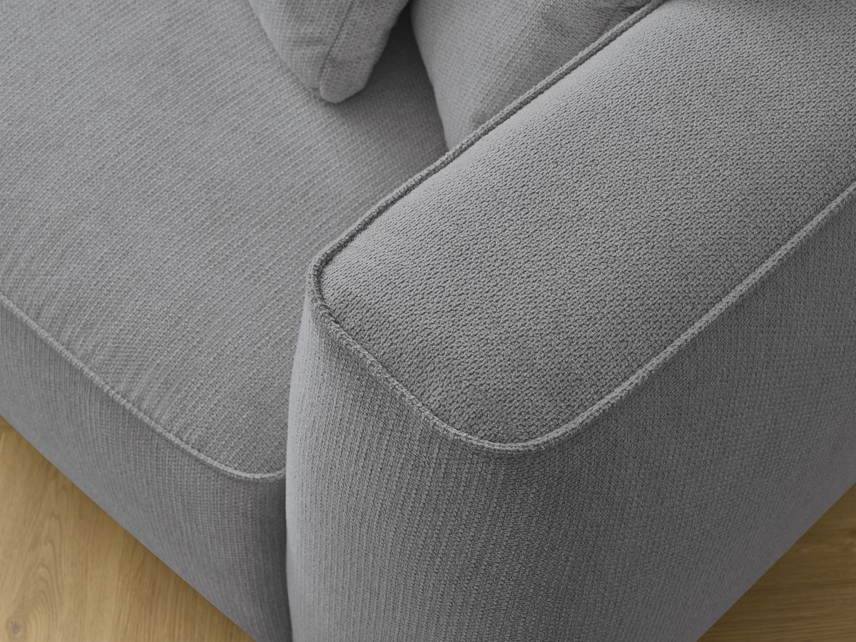 Bobochic Leopold Sofa 4-Sitzer mit Pouf Melange-Stoff Hellgrau Armlehne rechts