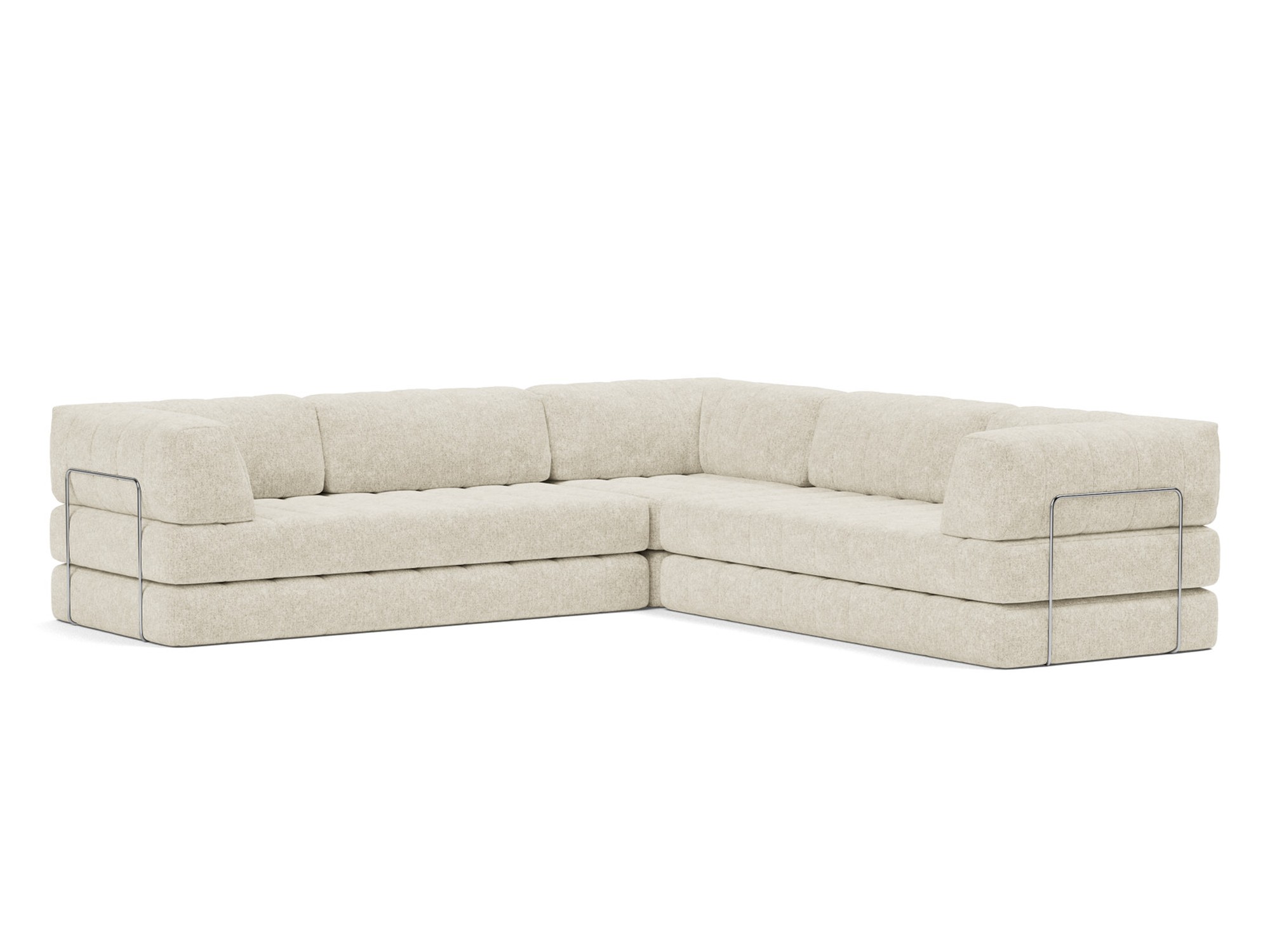 Eck-Schlafsofa CozyPad mit Armlehnen Strukturierter Stoff Taura 357-Off-White