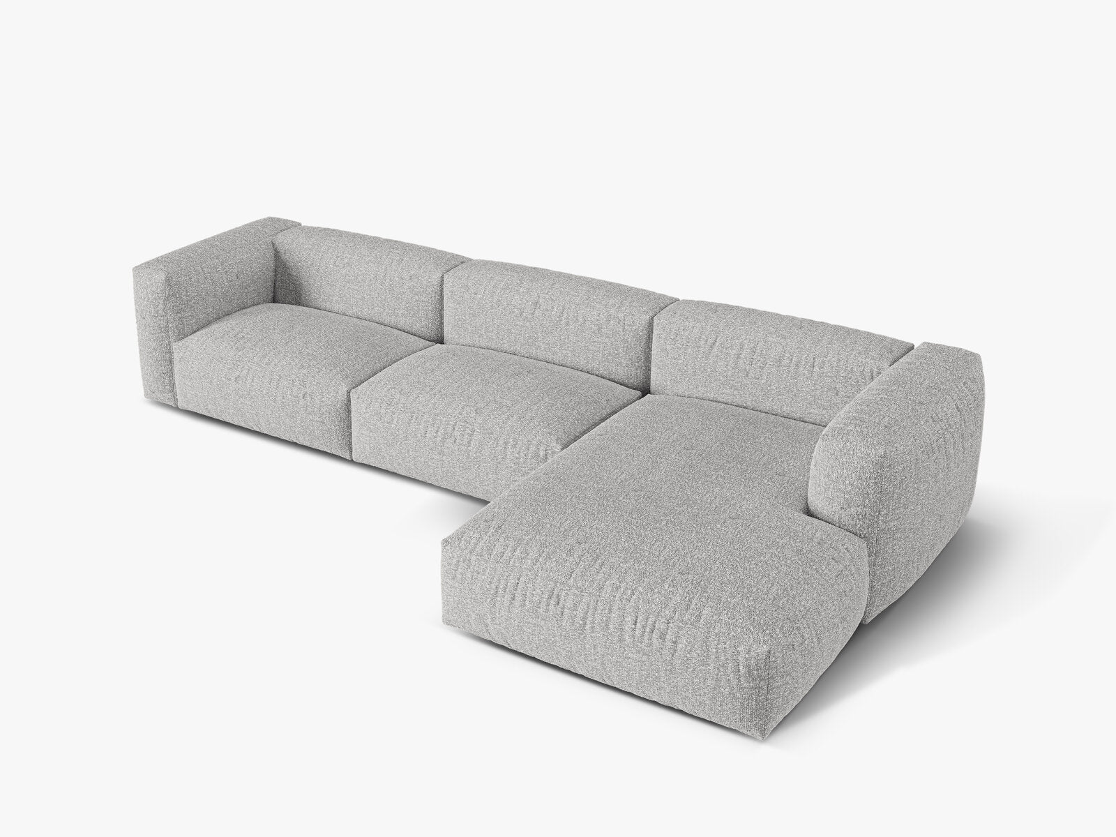 Micadoni Ecksofa Martina 3-Sitzer Rechts Boucle Monet Silber