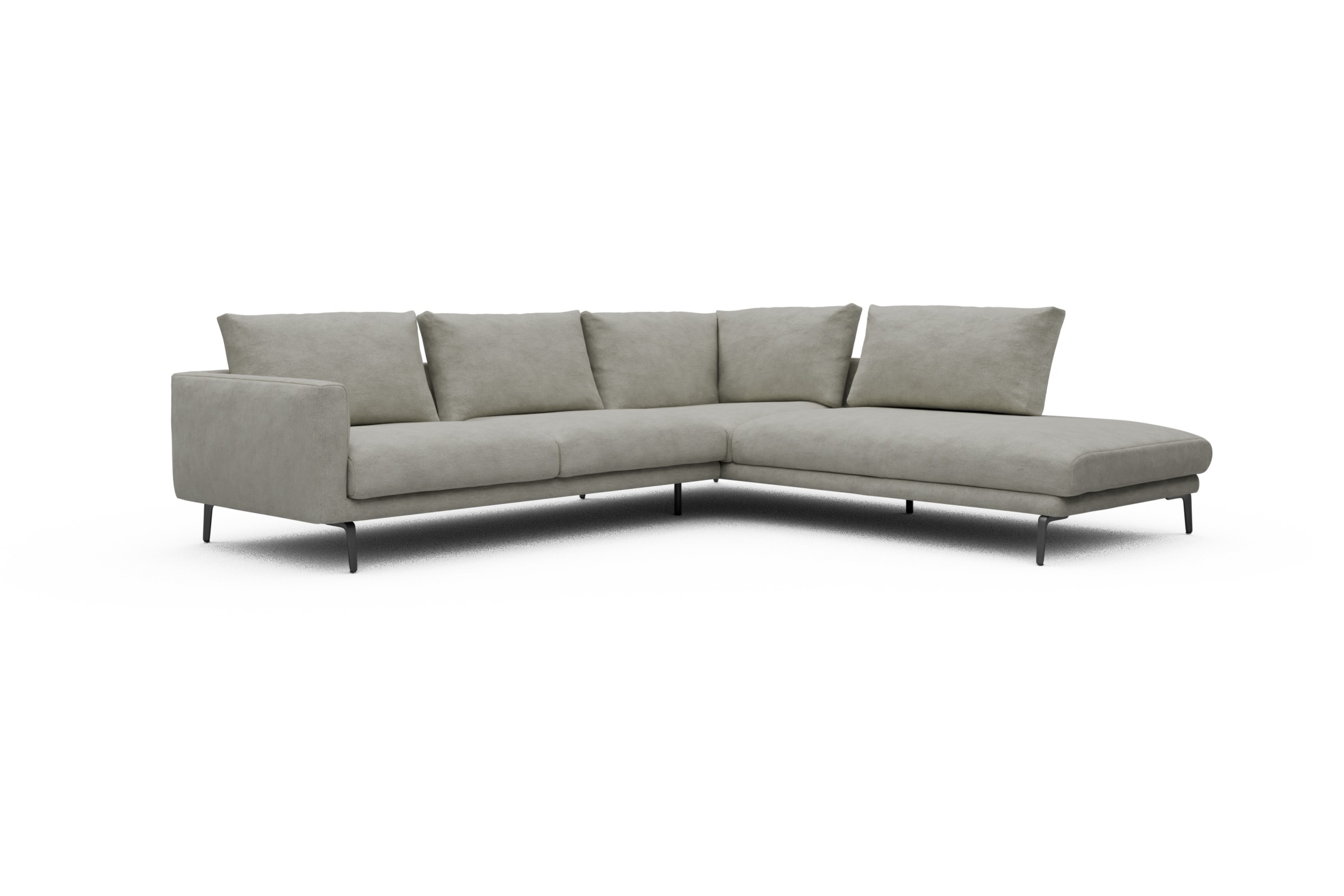Ecksofa Karl Relax-Ecke rechts mit 2,5-Sitzer Carreno-Moon-Stone-White