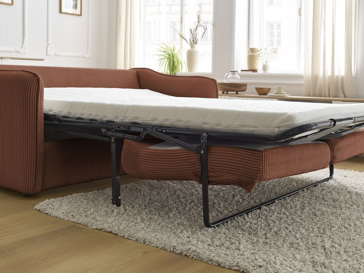 Bobochic Lenny Schlafsofa 3-Sitzer Cordsamt Orange